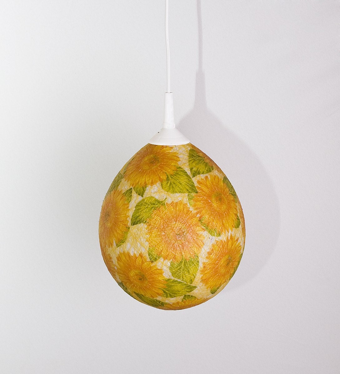 Handmade lamp, lamp shade, pendant light, ceiling, Contemporary design floral interior accent Sunflowers by FiligreeCreations on Etsy
