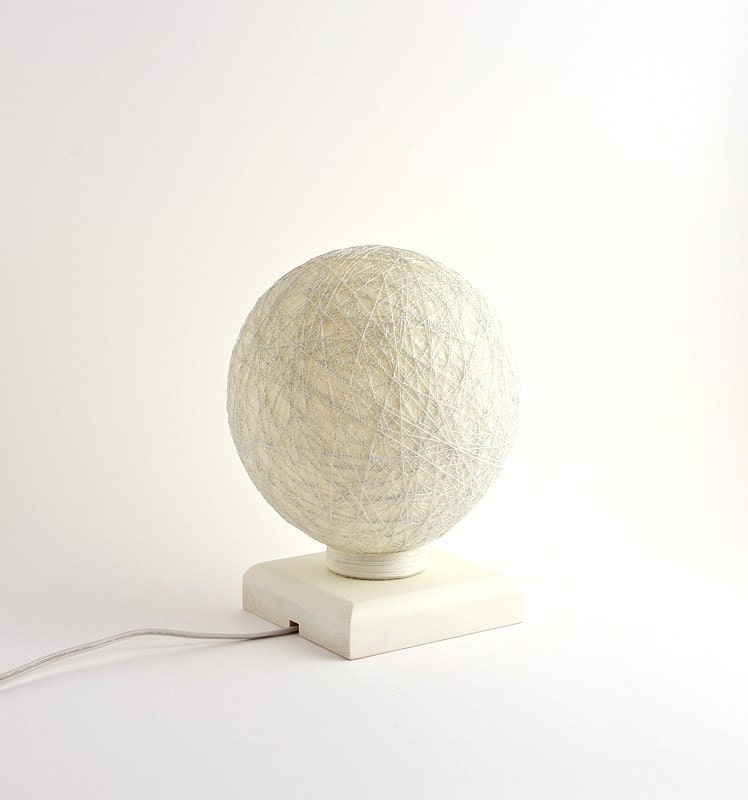 Table lamp, handmade lamp, accent lamp, night light, Contemporary design interior accent Silver snow ball by FiligreeCreations on Etsy