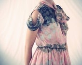 Paint Print Silk Chiffon A-Line Cotton Candy Dress in Pastel Tones
