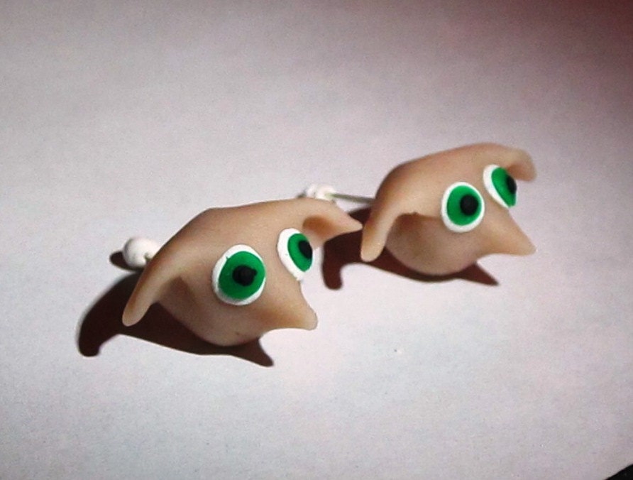 Dobby the House Elf Stud Earrings - Harry Potter Jewelry - Handmade with Polymer Clay - Surgical Steel Posts - Gifts Under 10, 20