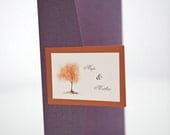 Autumn Tree Wedding Invitation Suite  in Eggplant and Copper
