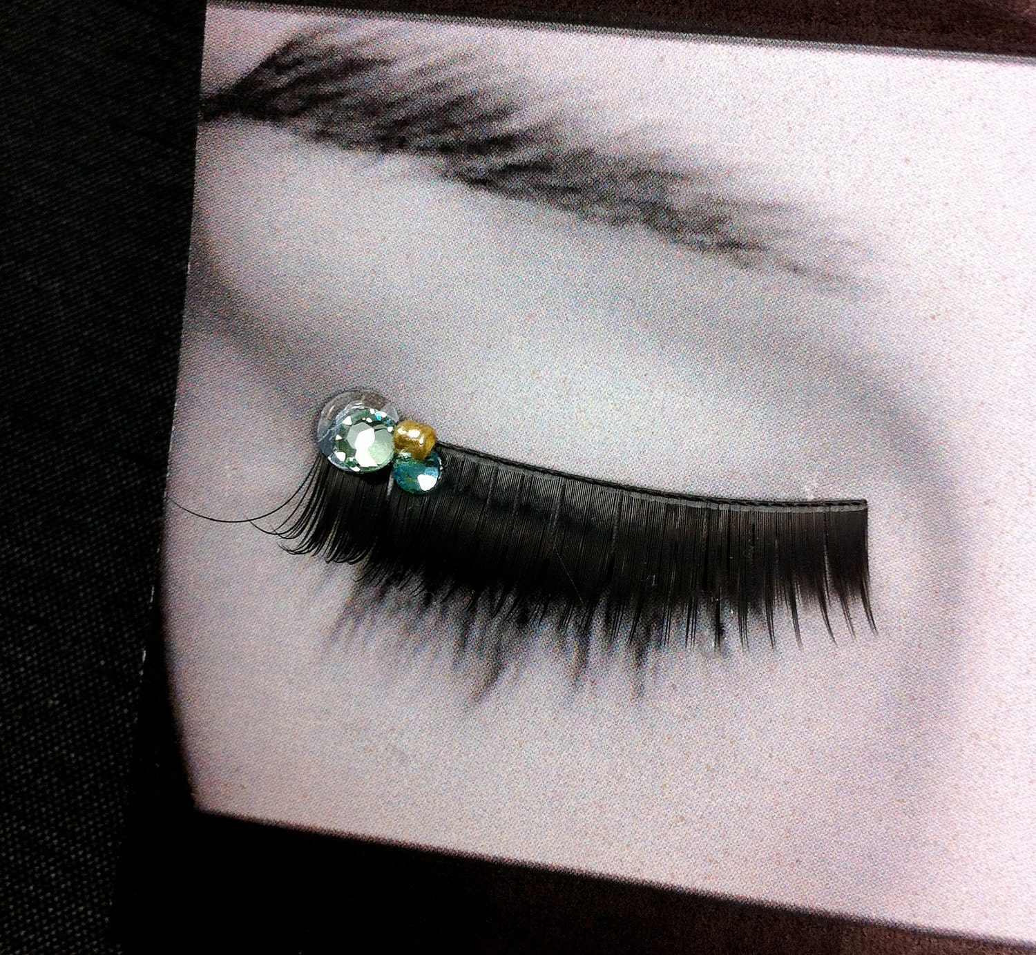 Mermaid Sea Green and Gold Sequin & Rhinestone False Eyelashes Buy 2 get 1 free