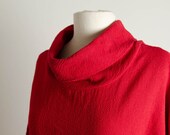 vintage red fuchsia cowl neck cotton gauze dress medium