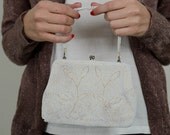 vintage white beaded clasp purse bridal flower girl wedding