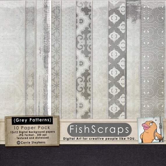 Silver Backgrounds - Grey Digital Papers - Neutral & Elegant - Charcoal - Slate - Nickel - Chic Gray Pattern Paper Pack Il_570xn