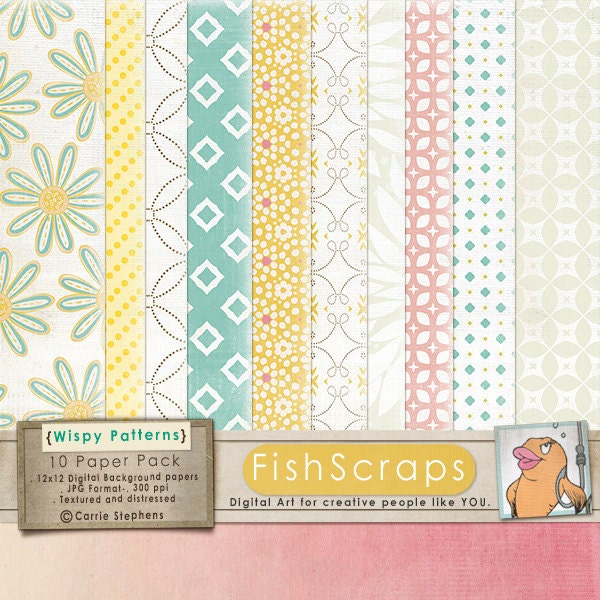 Pastel Digital Papers - Pink, Blue & Yellow Digital Scrapbooking - Pattern Paper - Baby Shower, Baptism, Christenting Invitations. Il_570xn