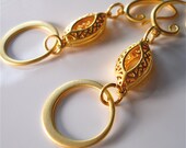 Matte Gold Exotic Golden Oval Hoop Dangle Earrings,  Long , Lightweight,  Versatile Fashion Accessory, GREAT GIFT