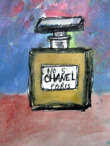 CHANEL NO 5 Perfume Original Watercolor Painting By ParisBoudoir