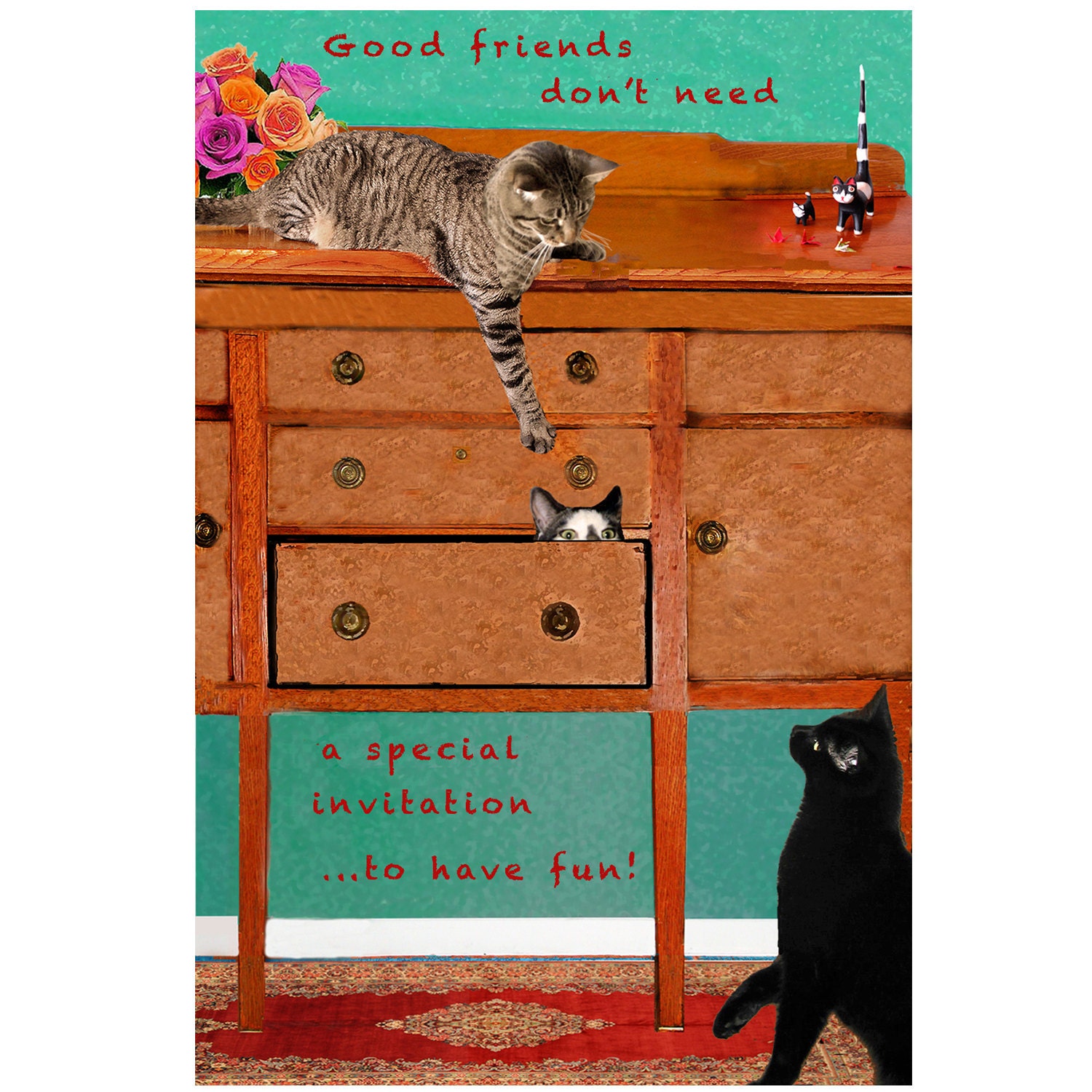 Friendship Print-- Cat Art Print Good Friends