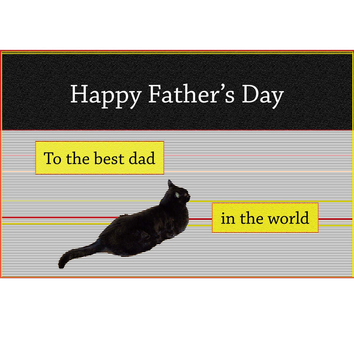 Black Cat Fathers Day Card- Best Dad Cat Card