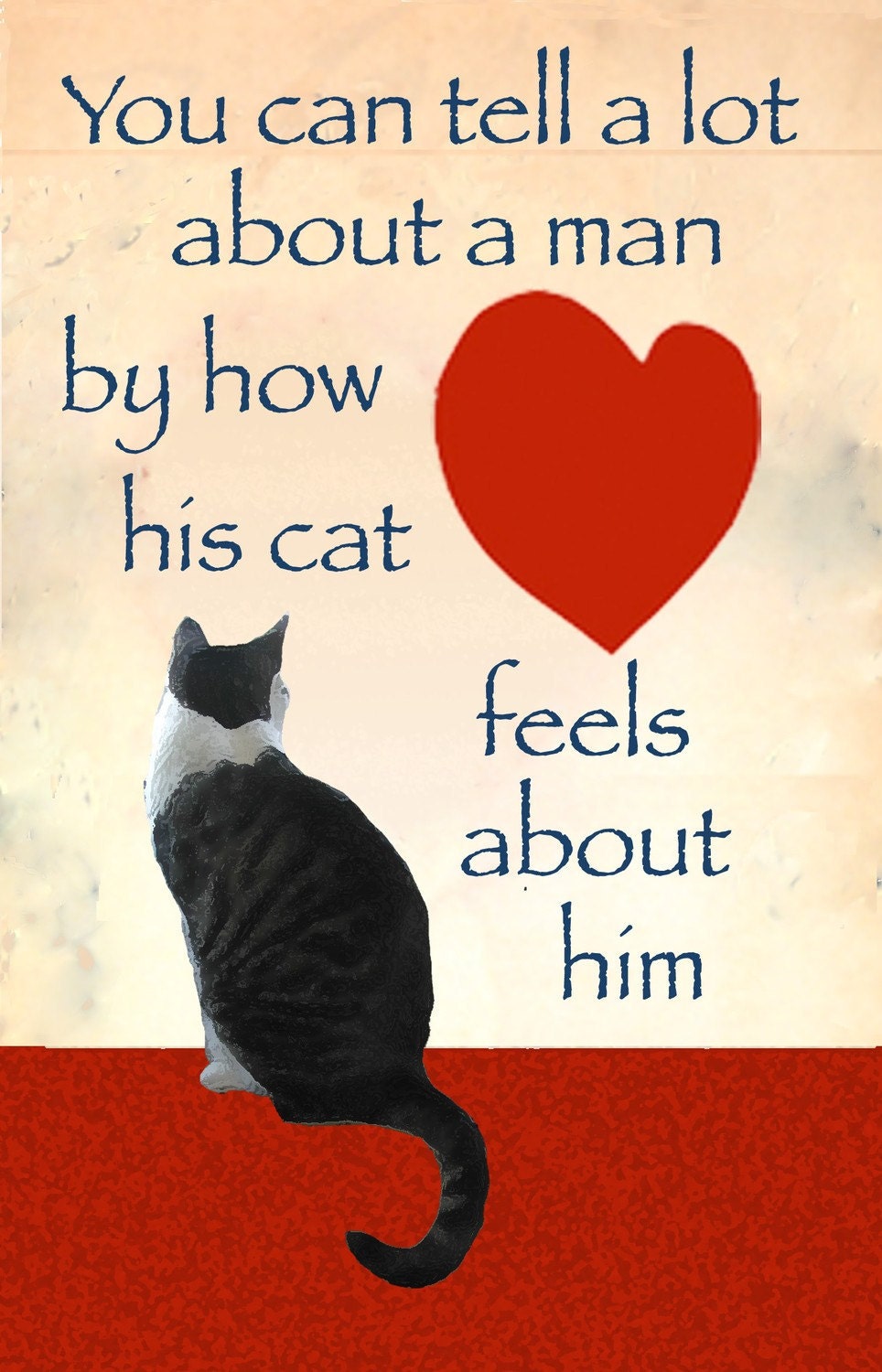 Man Card - Cat Card for Men- Cats, Hearts and Men