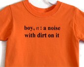Size 7 Boy Definition Screenprinted Children's T-shirt Orange Black Ink - TeezLoueez