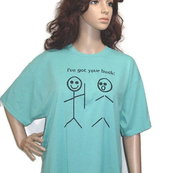 I've Got Your Back Screenprinted Tee in Aqua and Black