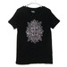 Distressed VIctorian Steampunk Medallion Womens Black Shirt with Silver Metallic Ink size L