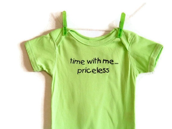 Sweet Baby Onesie Screenprinted Time With Me Priceless Lime Green Size 12M