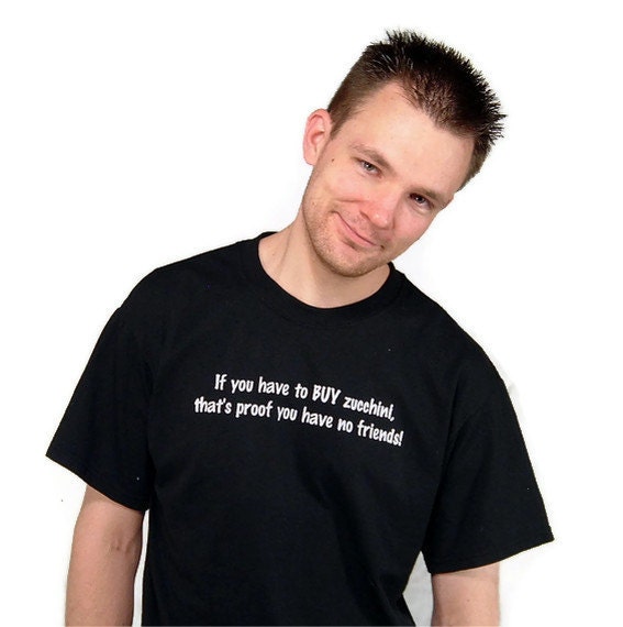 BUY ZUCCHINI Screenprinted Tshirt Black with White Ink