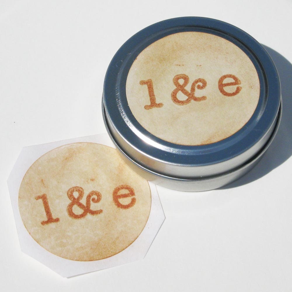 25 initial stickers in a tin 1.5 inch seals perfect little wedding stickers