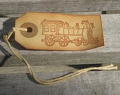 12 small gift tags train engine distressed manila hang tags choo choo