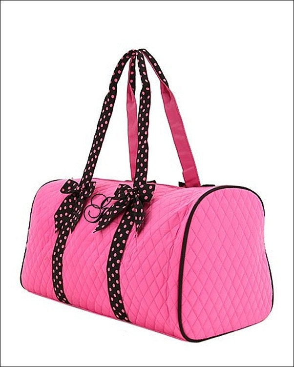 Personalized Quilted Duffel Bag Hot Pink by SiblingRivalryDesign