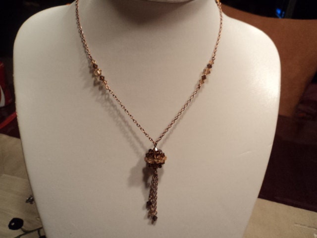 Copper swarovski crystal necklace