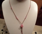 Copper chain with pink swarovski crystal