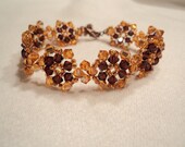 Topaz and burgundy swarovski crystal flower bracelet