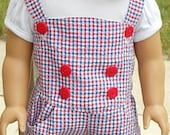 Red, White & Blue Romper Outfit For American Girl Or Similar 18-Inch Dolls