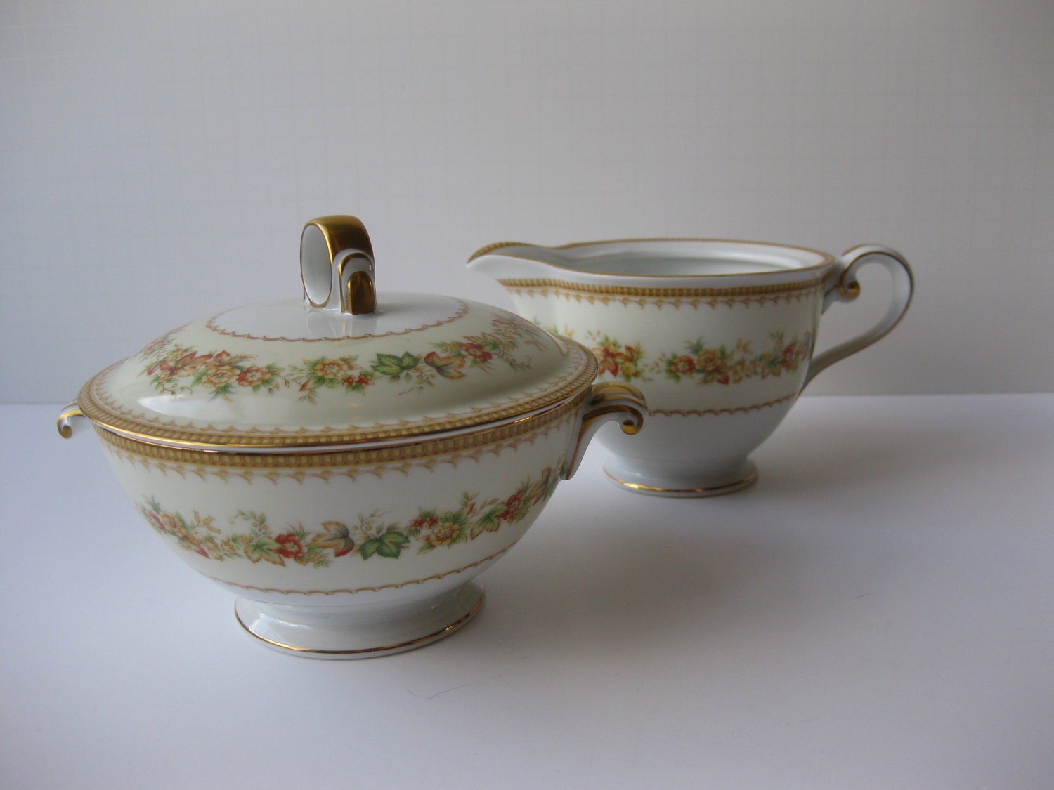 Vintage Royal Embassy Bristol Floral Cream and Sugar Set