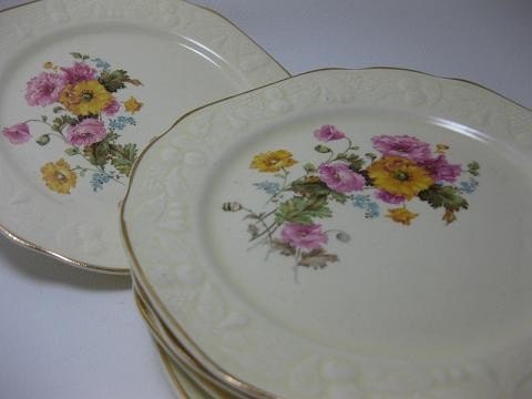 Vintage Pantry Bak In Ware by Crooksville Floral Dessert Plates Set of 6