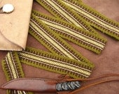 Woven Wool Sash Green Brown and Tan