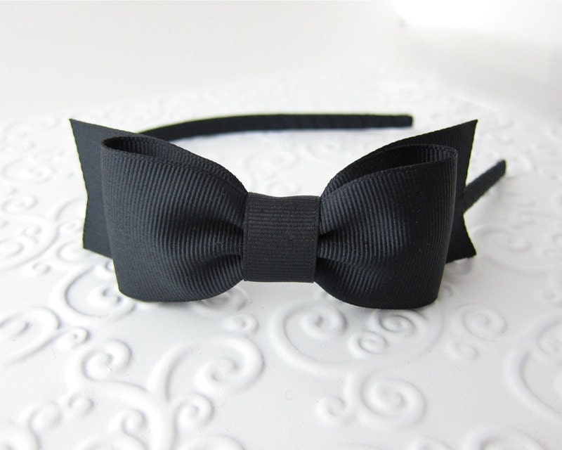 Black Bow Headband Victoria Bow