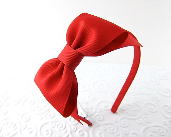 Red Bow Headband Snow White Costume Prop Pretend Play By Snowbella