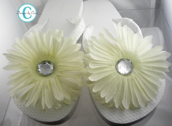 ... Ivory bling Bride Wedding Flip Flops, Great for brides, flower girls