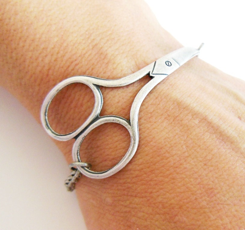 Steampunk Shears Bracelet- Scissor Bracelet- Sterling Silver Ox