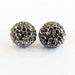 Metallic Gray Rhinestone Round Earrings- Surgical Steel Post Earrings- 10mm