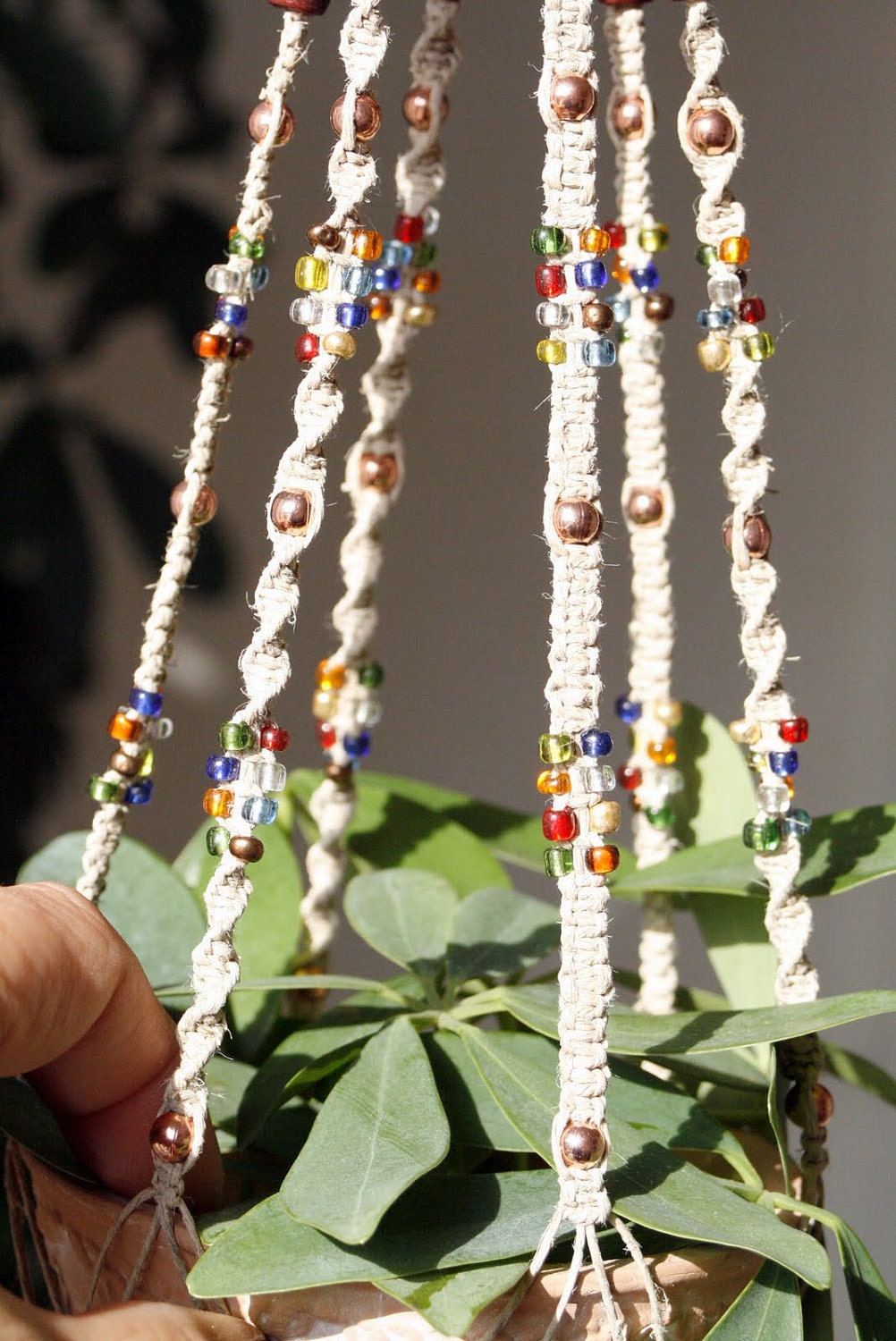Macrame Plant Hanger- San Polo - Natural Hemp Hanging Basket- Handmade In Italy- Plant Jewelry-Sale Priced