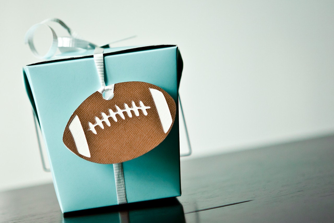 Football Favor Tag Birthday Gift Hanging Tags Thank you Scrapbooking Cutouts set of 18