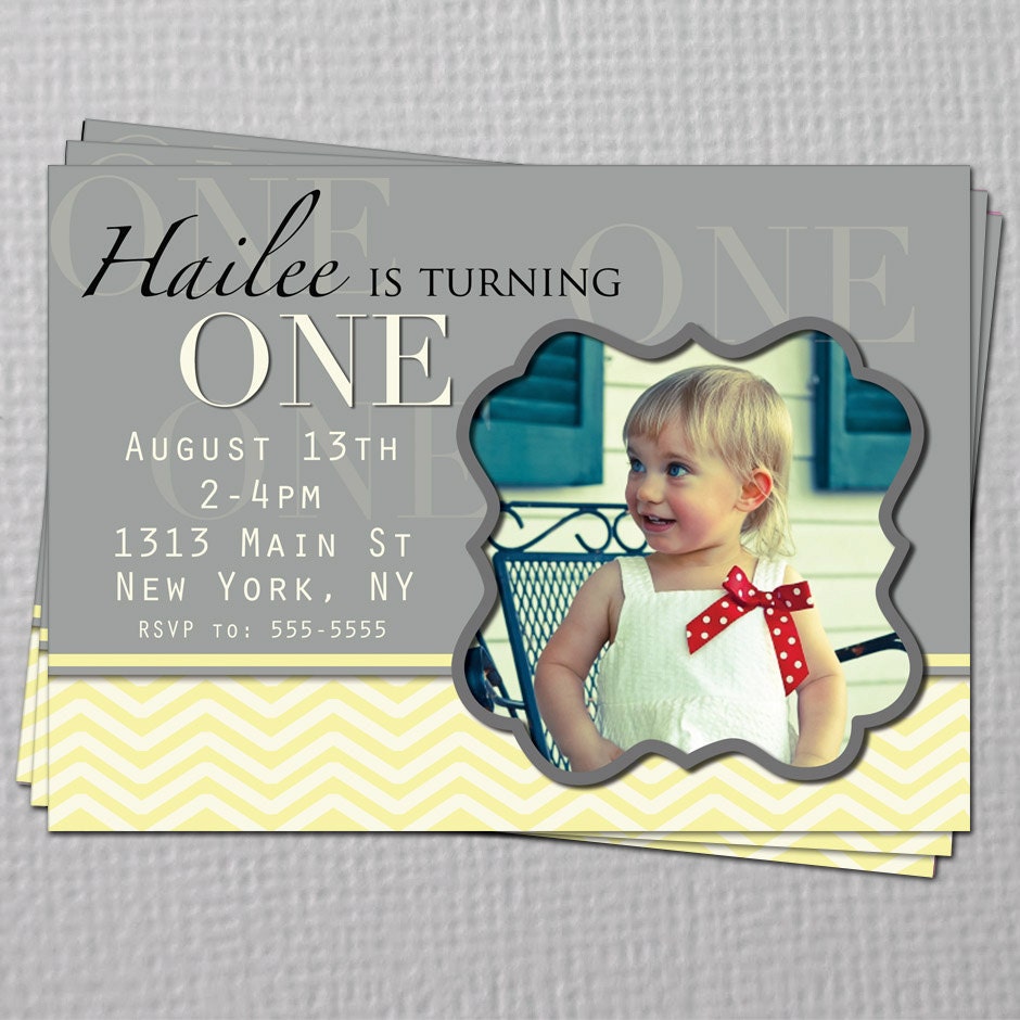 Birthday Invitation Printable Modern Girl First Year Birthday Party Digital Design Il_170x135