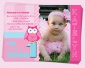 Birthday Owl Invitations Girl 1st Birthday Look Who's Pink Printable Party