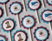 Football Birthday Cupcake Toppers Sports Party set of 24