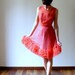 Vintage 1950s red ruffle party dress. sweetheart dress