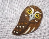 Elf Owl brooch, needle felted wool accessory
