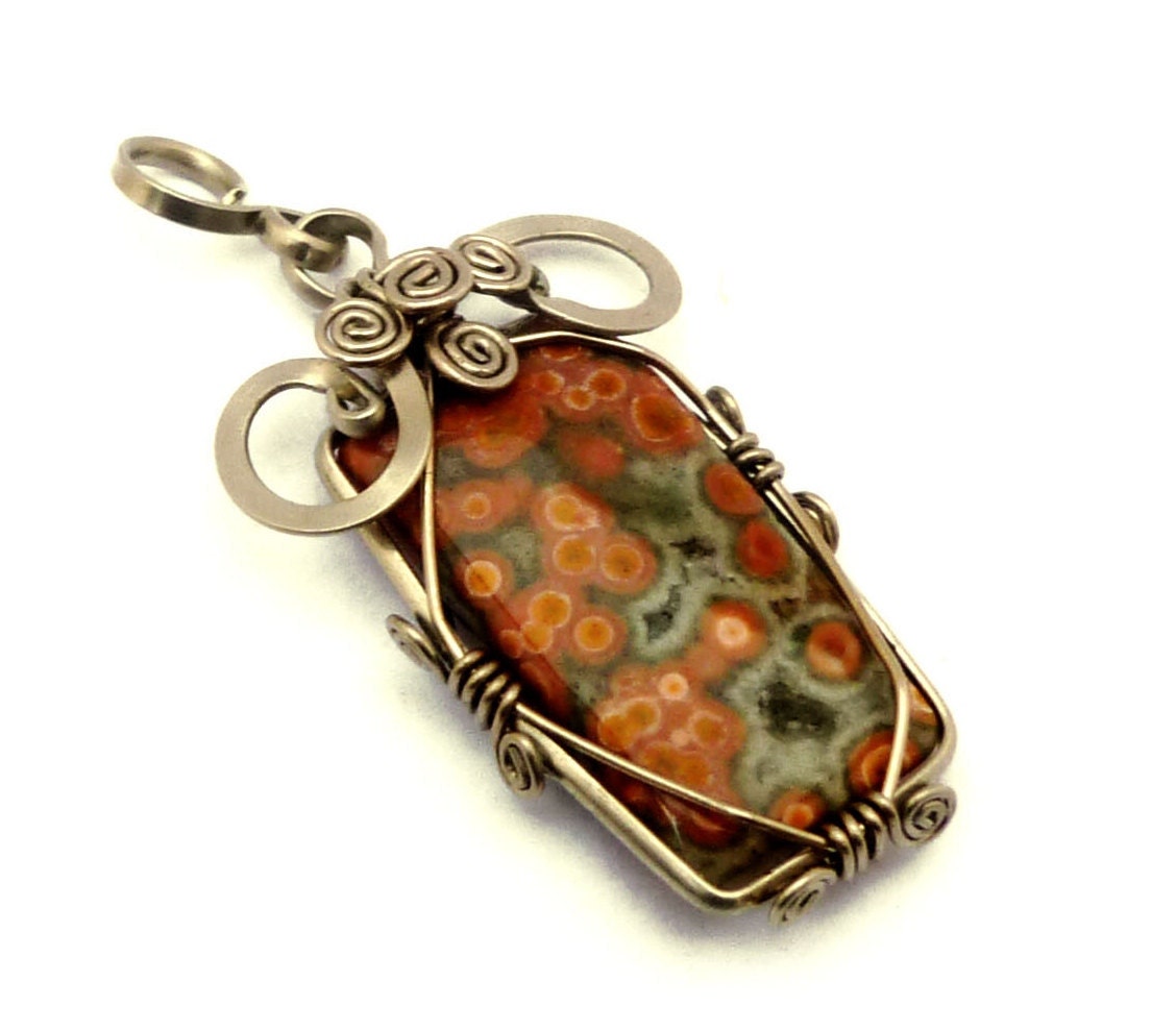 Ocean Jasper Wire Wrap Retro Pendant