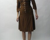 1947 Tailored Linen SUIT Rouched Front Fantastic Buttons SIENNA COPPER