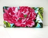 ON SALE Handmade women wallet Pink peony large floral