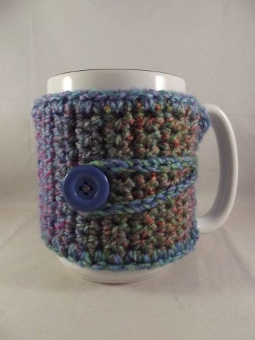 ONLY ONE DOLLAR - Crochet Prism Multicolor Tweed Stripes Coffee Mug Cup Cozy