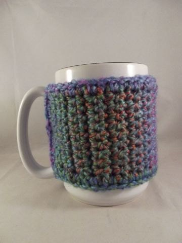 ONLY ONE DOLLAR - Crochet Prism Multicolor Tweed Stripes Coffee Mug Cup Cozy