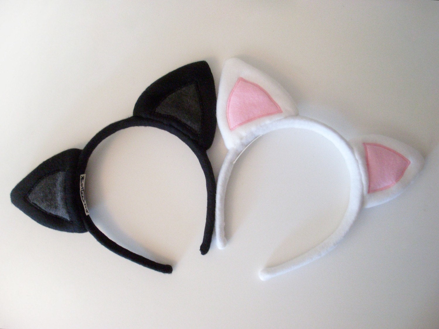 White Kitty Cat Ears Headband