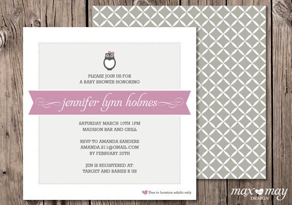 Owl Baby - Baby Shower Invitation - 5x7 Digital Printable PDF