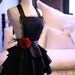 Sexy Vintage Inspired Fashion Apron - Black Satin and Lace